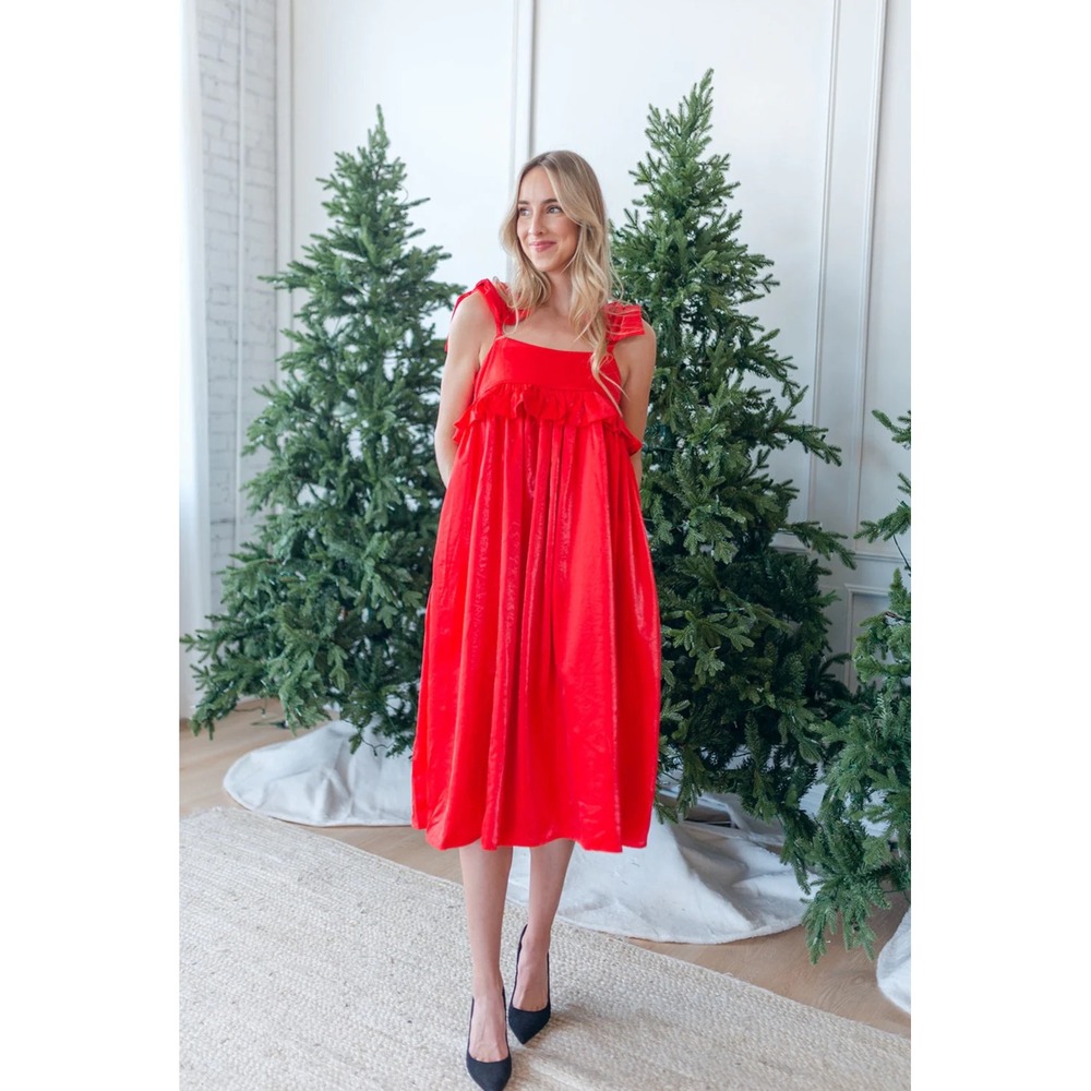 Dream SISTER JANE Size Small CECILIA BOW MIDI DRESS  RUBY RED NWT Party